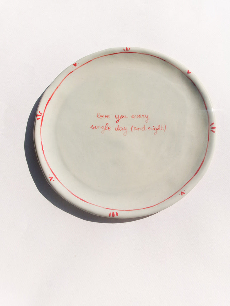 Assiette en céramique - Déclaration d'amour peinte à la main