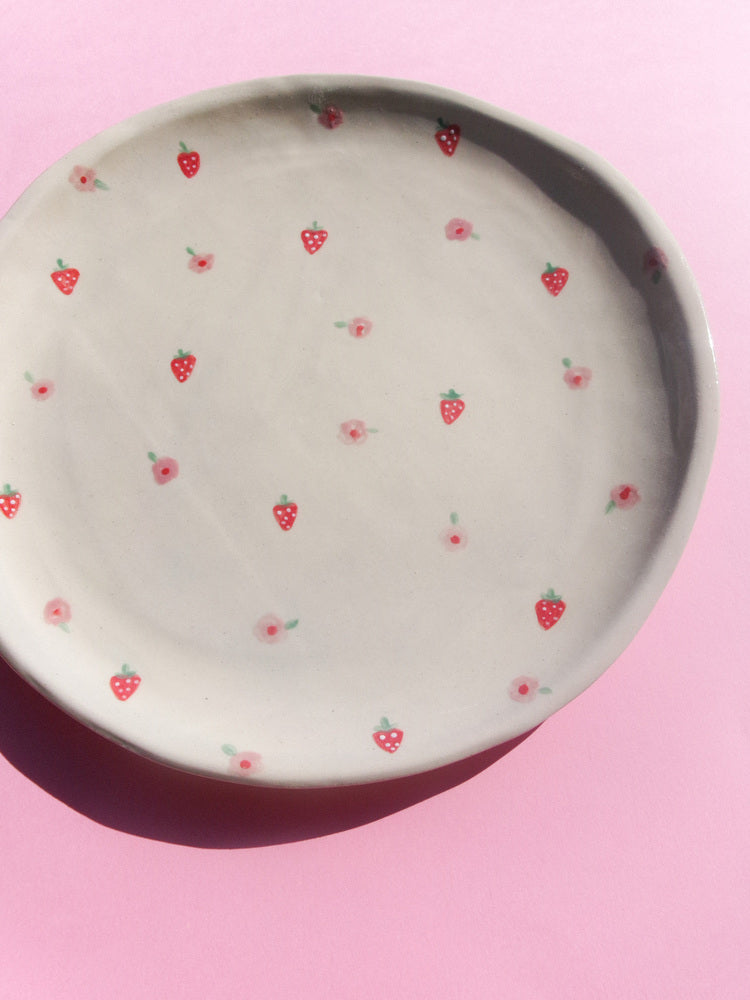 Assiette en Céramique Printemps Gourmand - Fraises et Fleurs