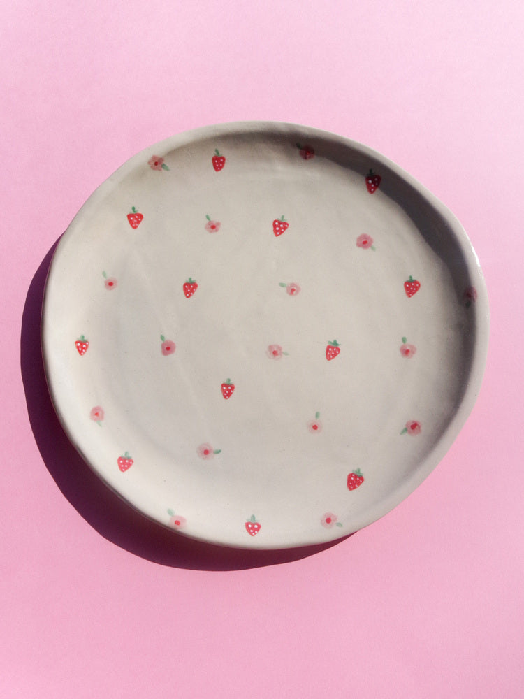 Assiette en Céramique Printemps Gourmand - Fraises et Fleurs
