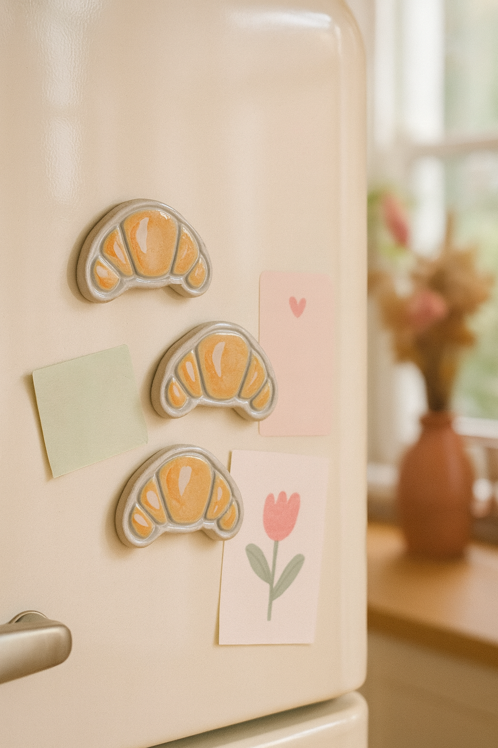 Lot de 3 magnets croissant faits main