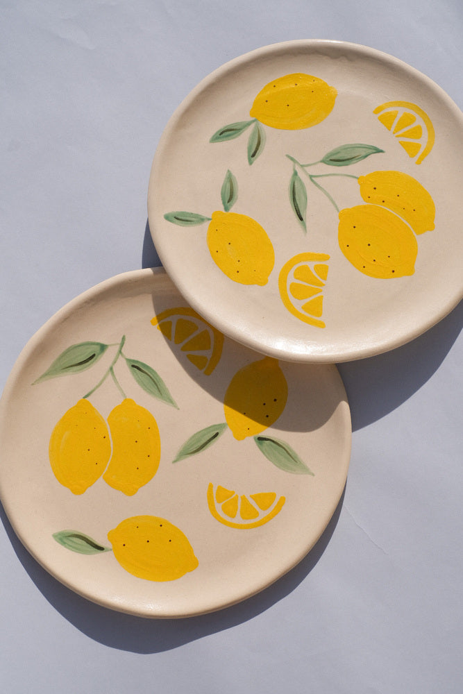 Assiette en céramique - Motifs citrons ensoleillés