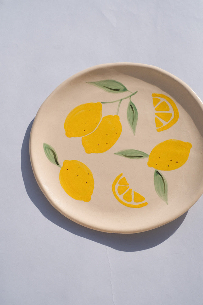 Assiette en céramique - Motifs citrons ensoleillés