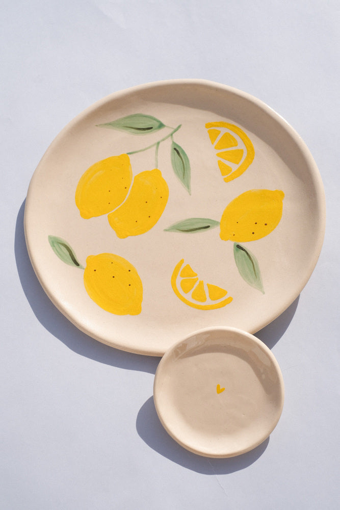 Assiette en céramique - Motifs citrons ensoleillés