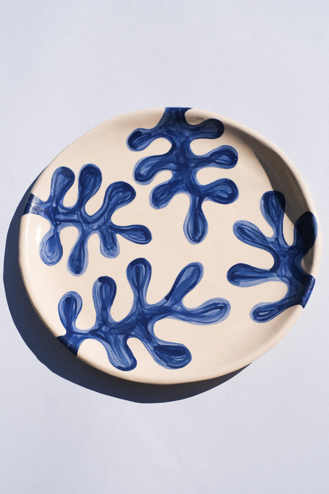Assiette en céramique - Algues Bleues inspiration Méditerranée