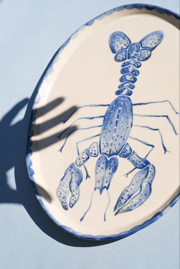 Plat en céramique artisanale - Homard bleu
