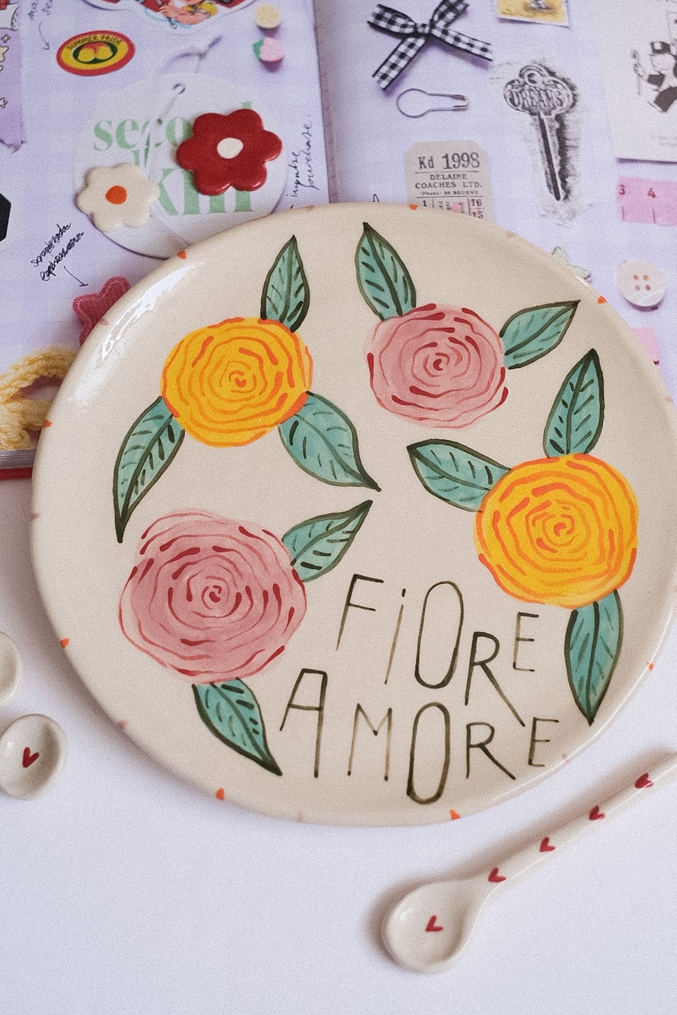Assiette en céramique - Fiore Amore fleurs colorées