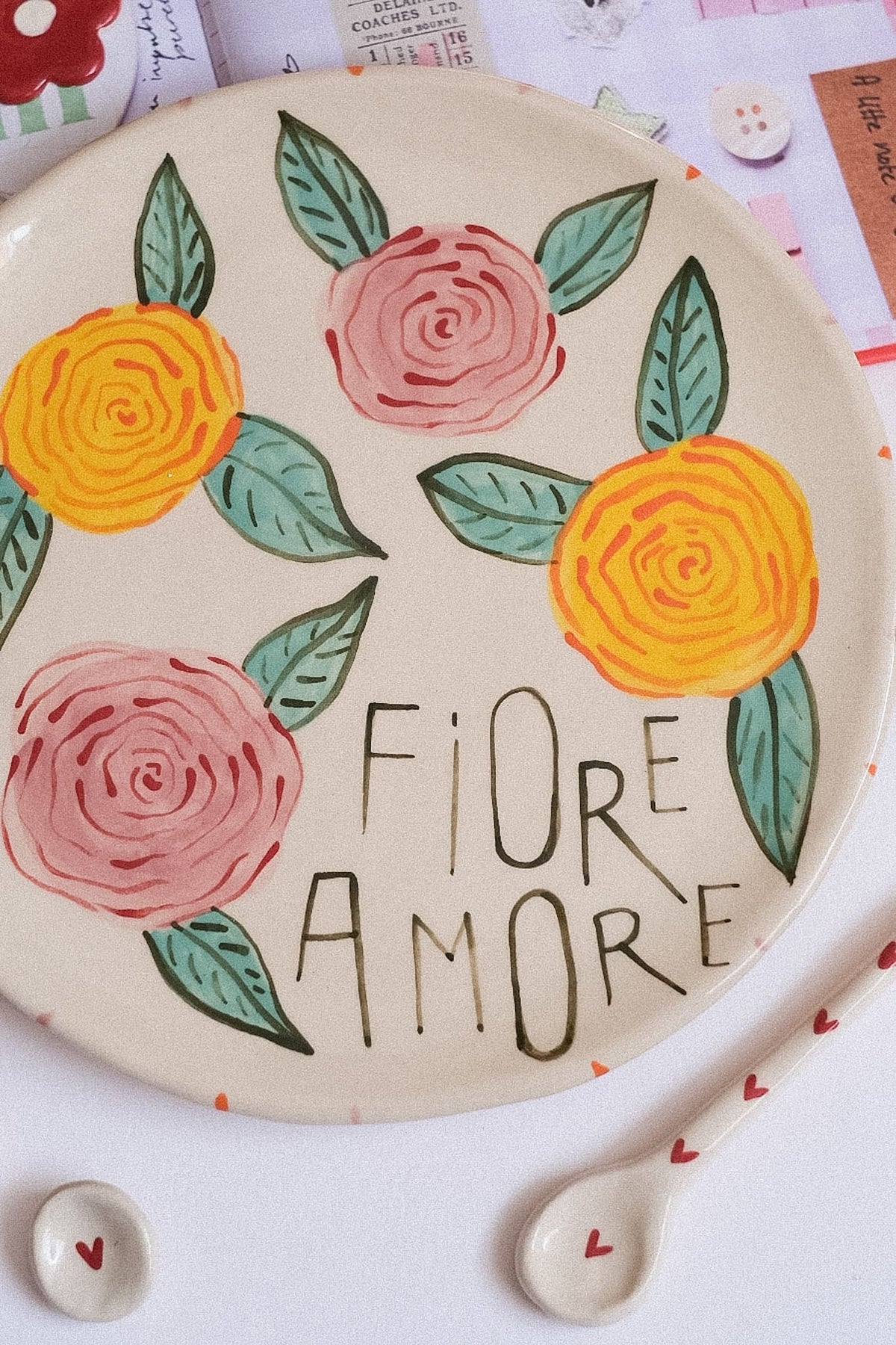 Assiette en céramique - Fiore Amore fleurs colorées