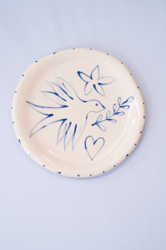 Assiette à dessert - l'envol bleu