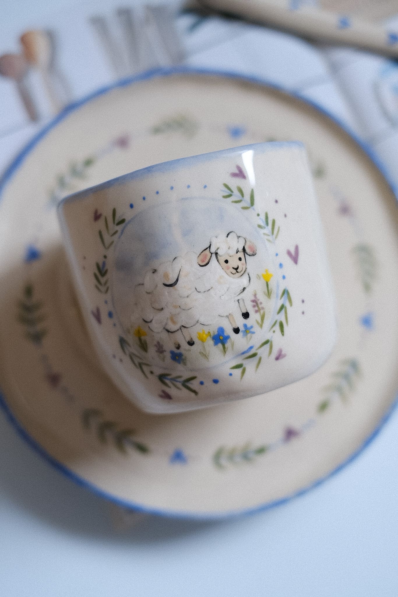 Mug en céramique mouton peint à la main