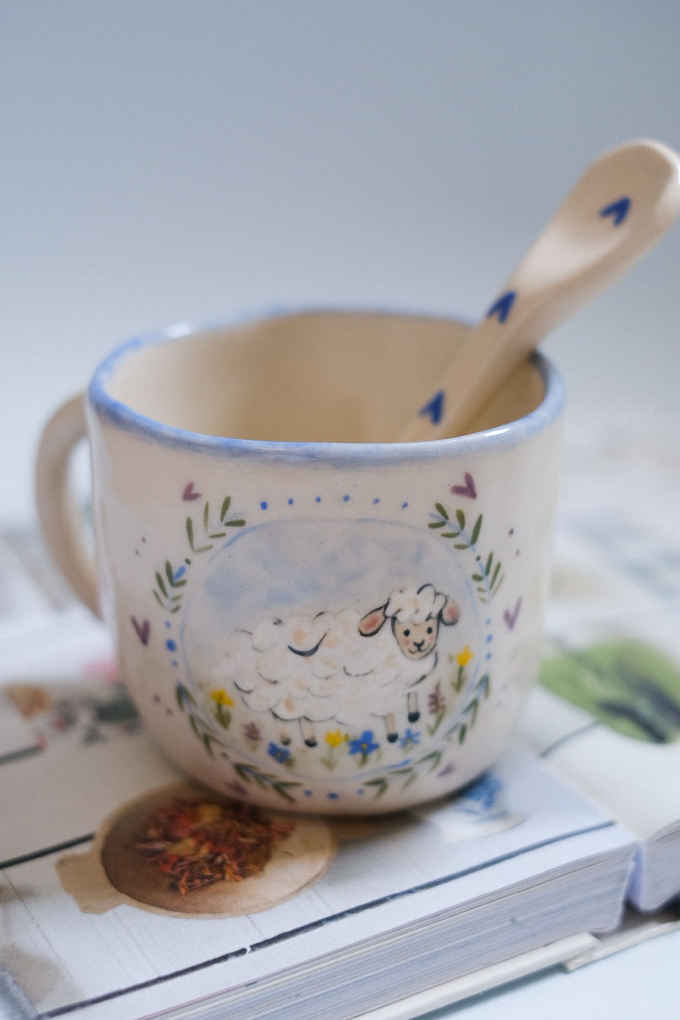 Mug en céramique mouton peint à la main