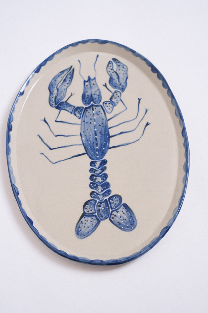 Plat en céramique artisanale - Homard bleu