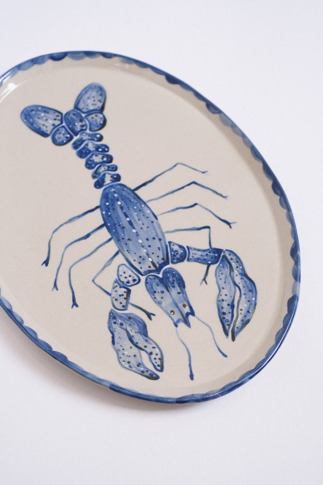 Plat en céramique artisanale - Homard bleu