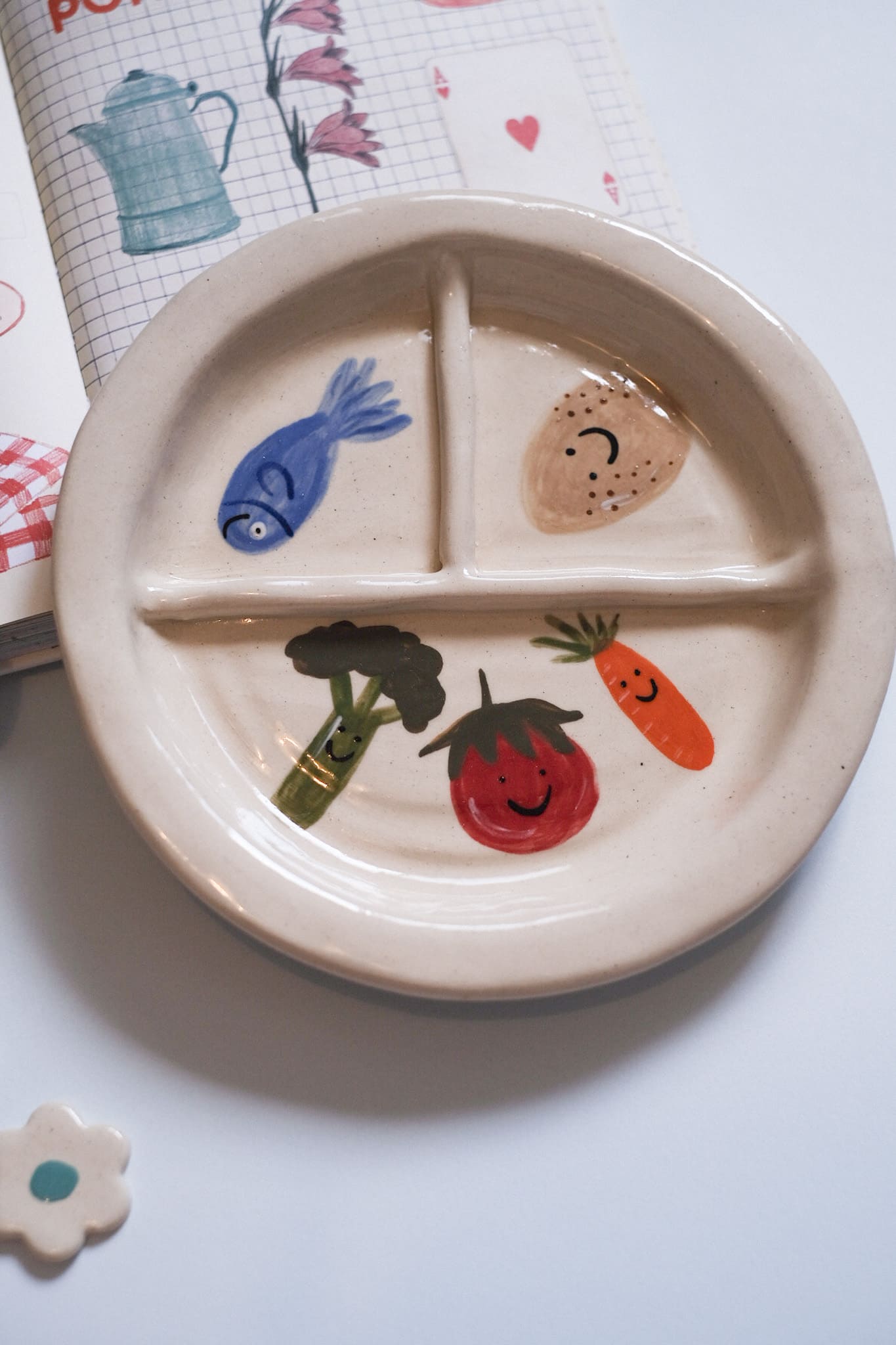 Assiette en céramique enfant compartimentée