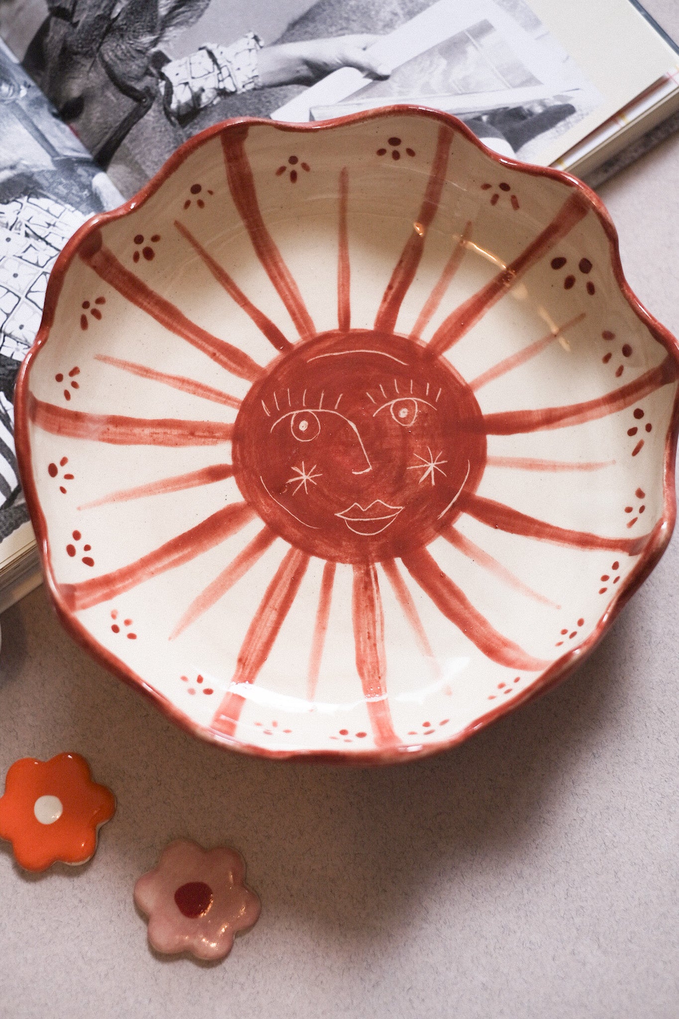 Assiette creuse céramique soleil terracotta