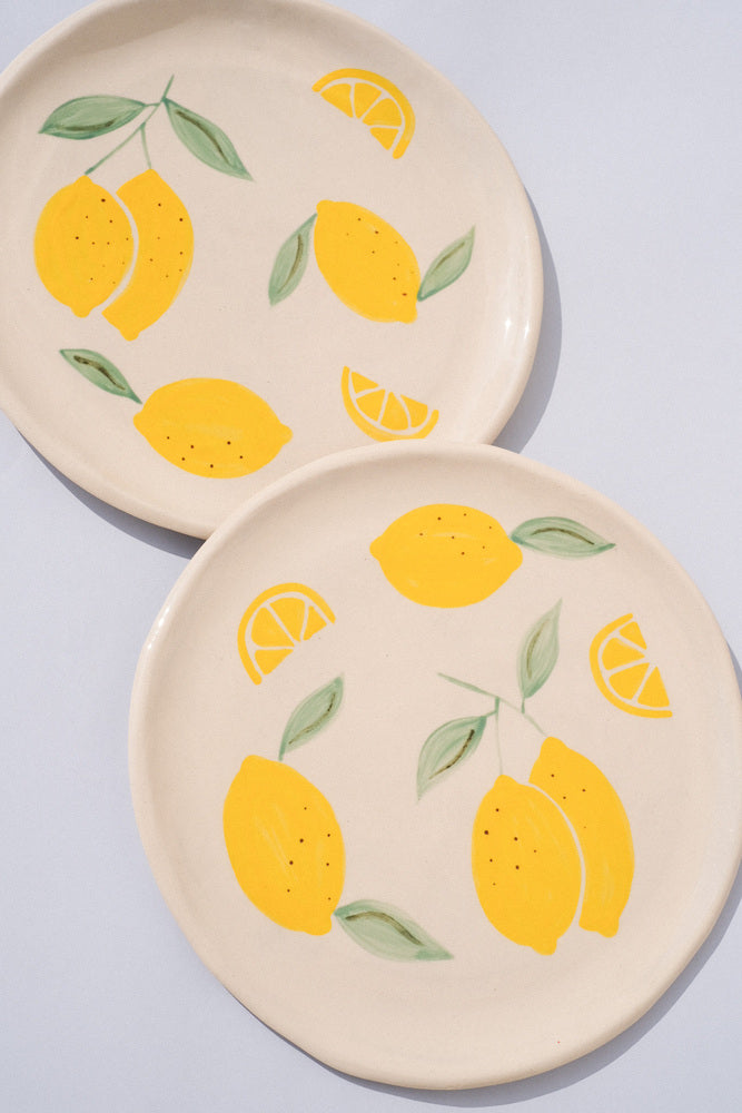 Assiette en céramique - Motifs citrons ensoleillés