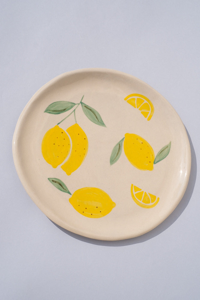 Assiette en céramique - Motifs citrons ensoleillés