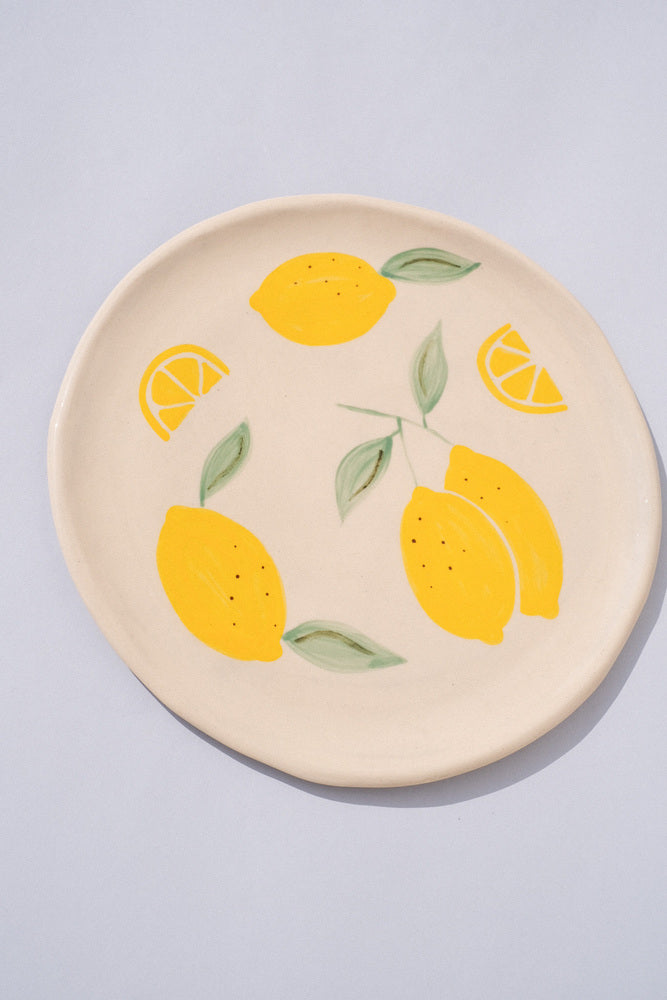 Assiette en céramique - Motifs citrons ensoleillés