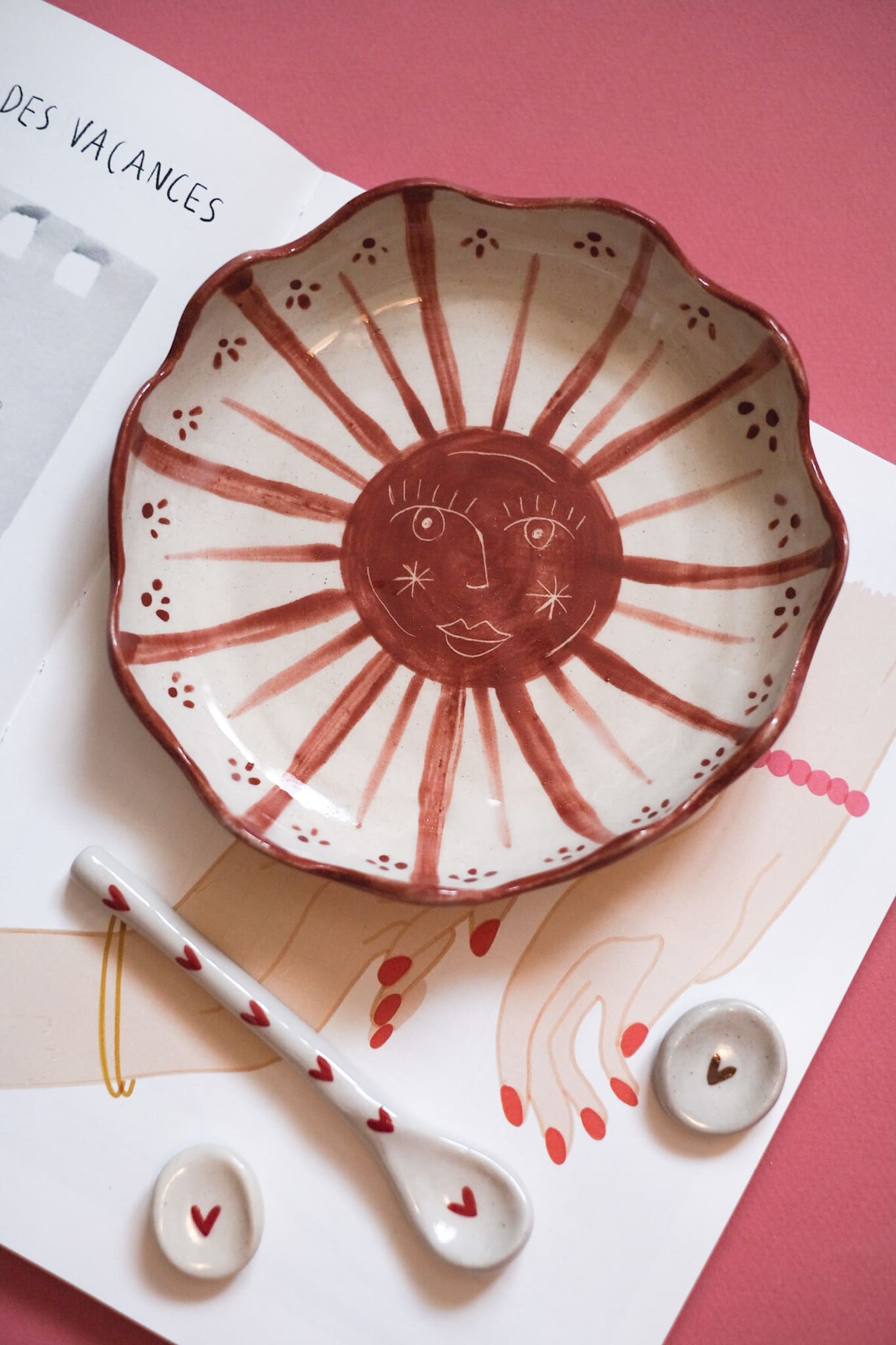 Assiette creuse céramique soleil terracotta