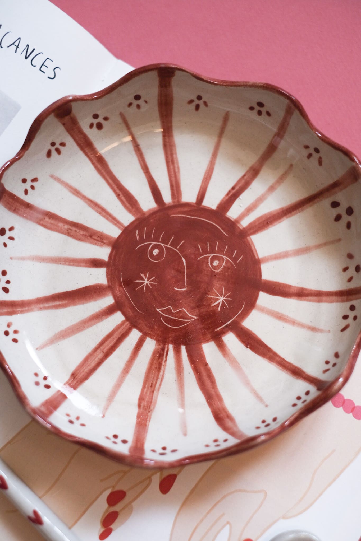 Assiette creuse céramique soleil terracotta