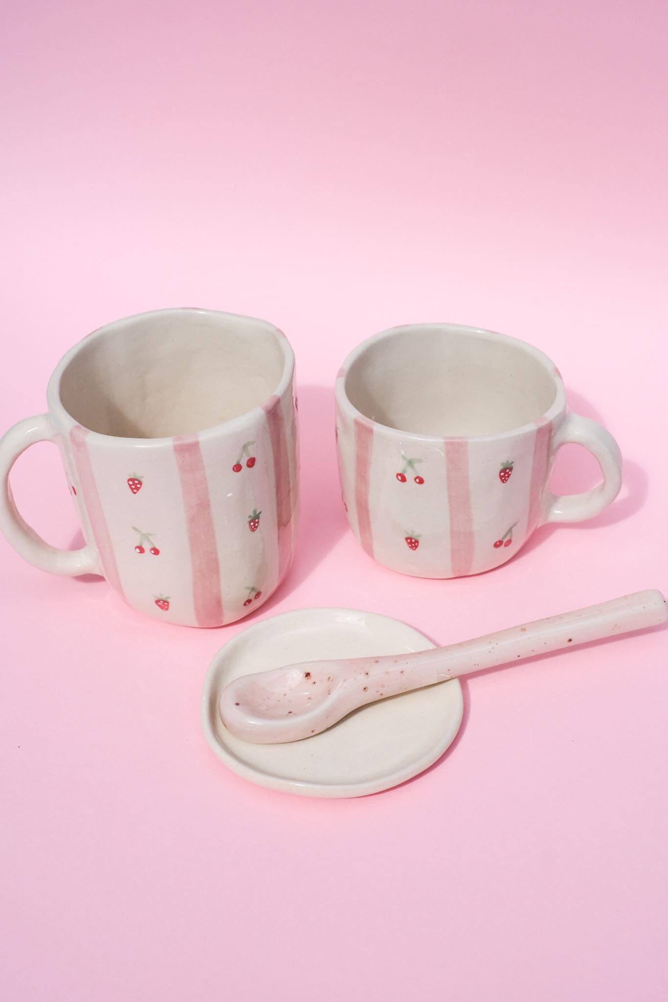 Cuillère en céramique - grès rose