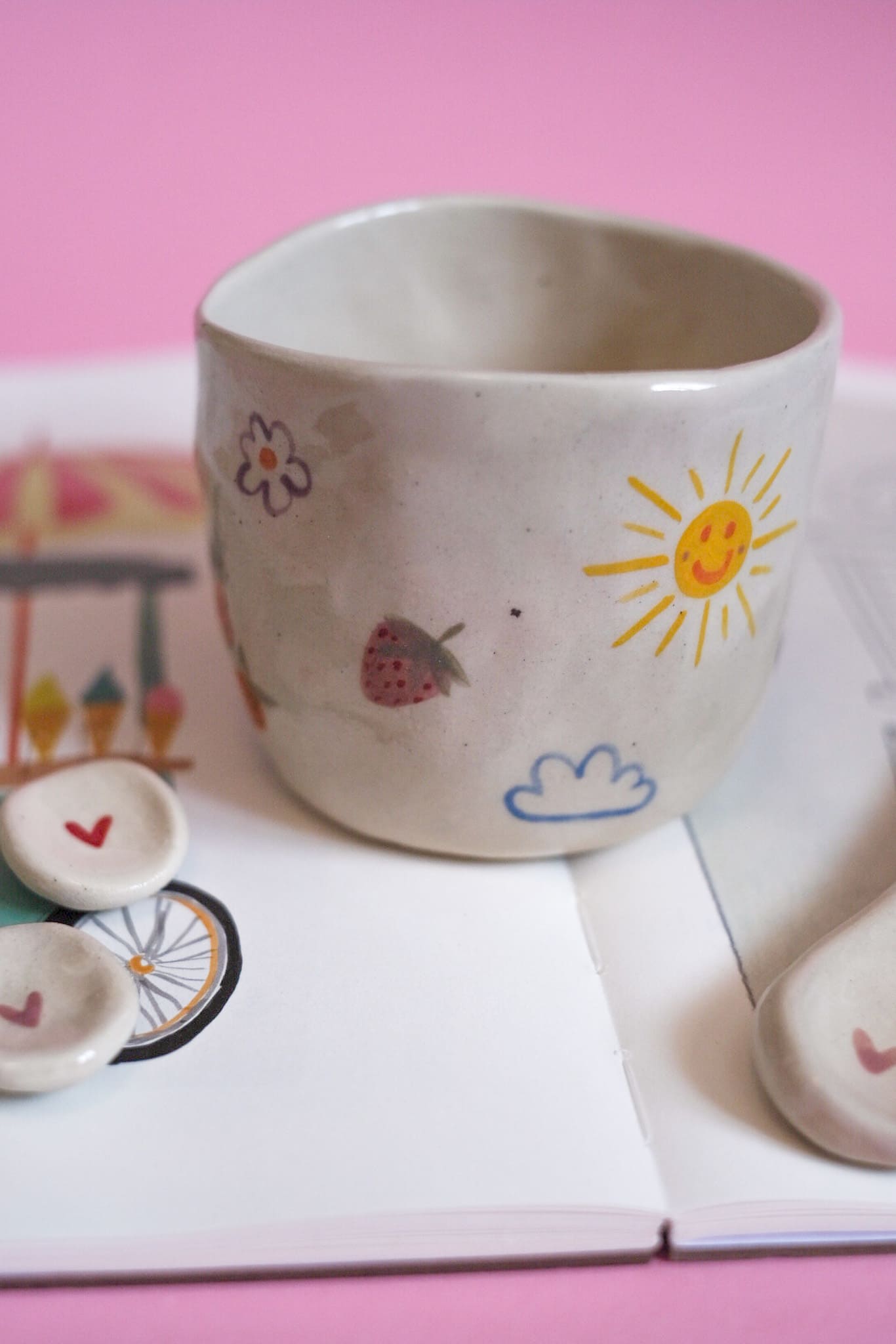Mug céramique dessin naïf mini motifs