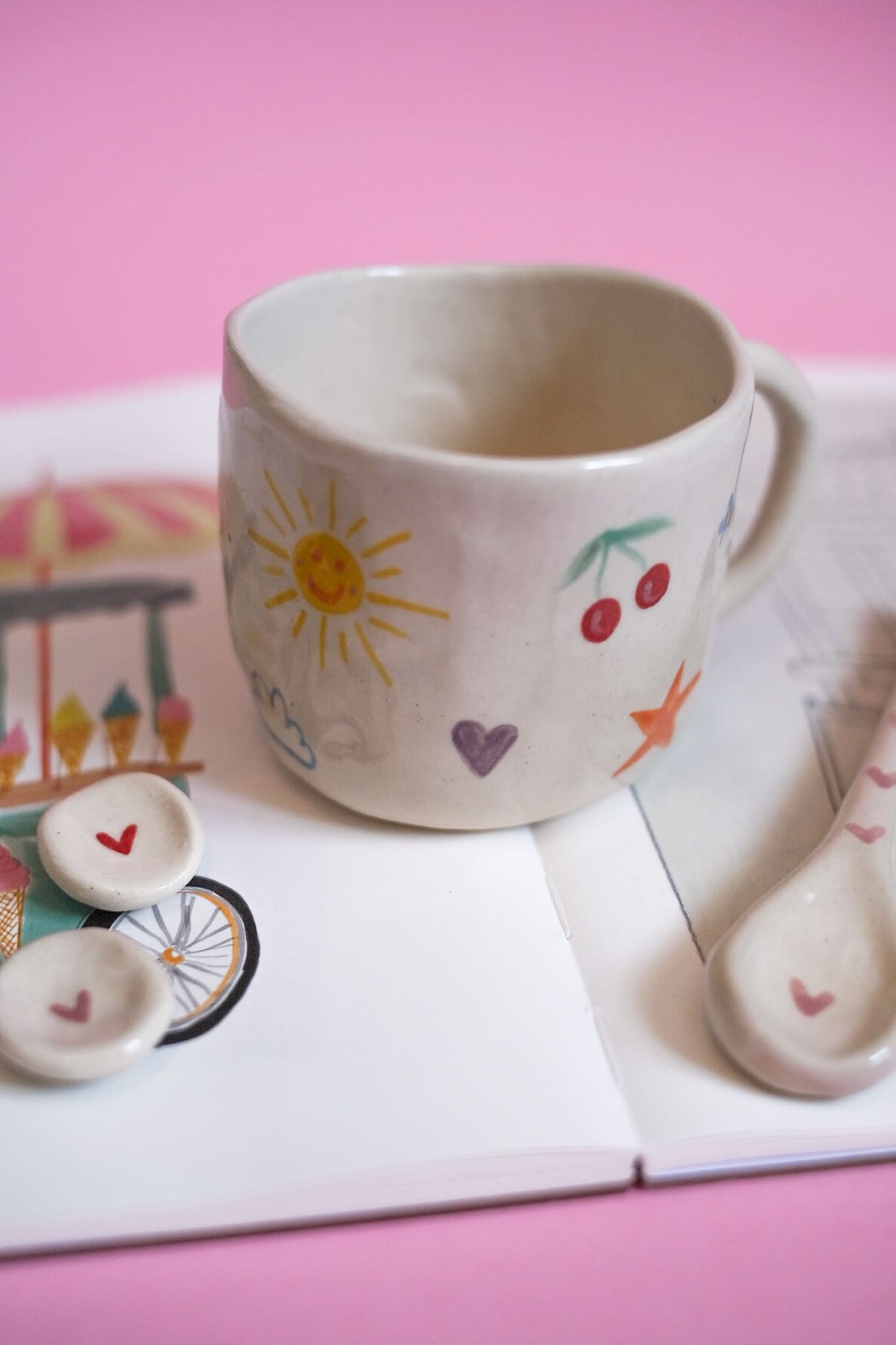 Mug céramique dessin naïf mini motifs