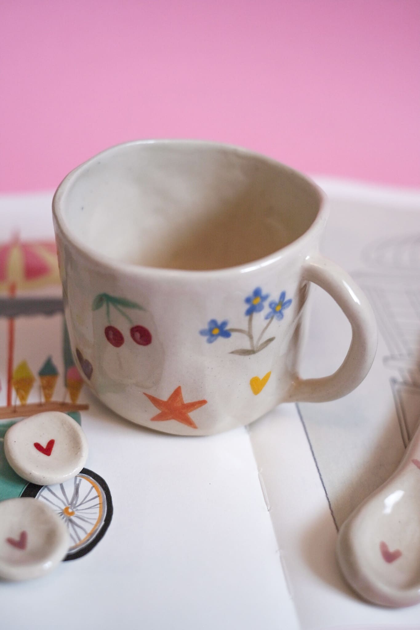Mug céramique dessin naïf mini motifs