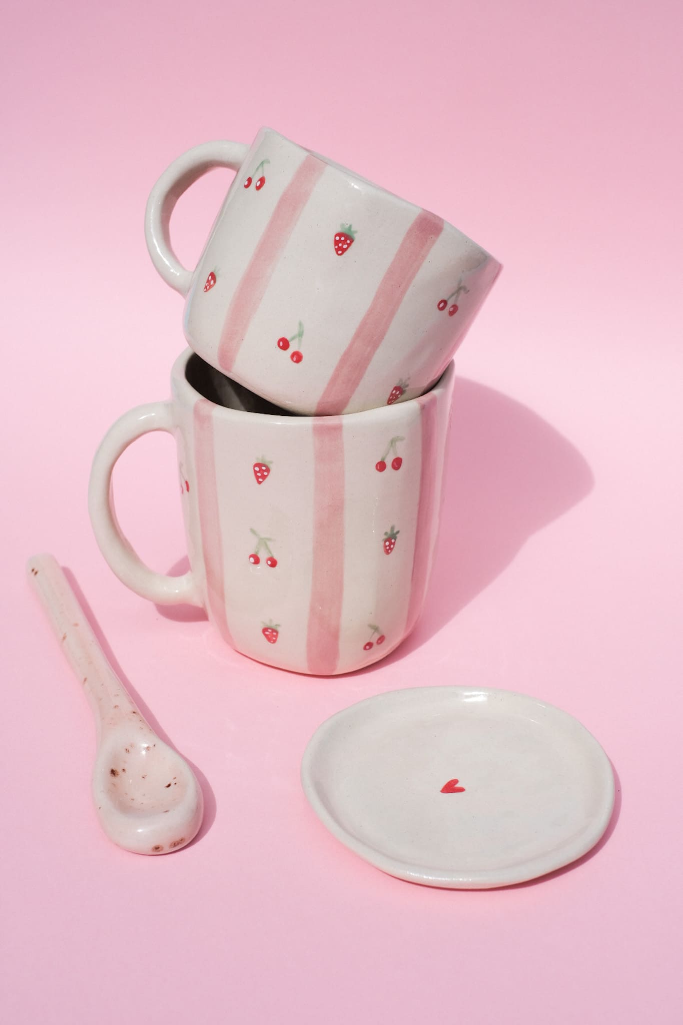 Cuillère en céramique - grès rose