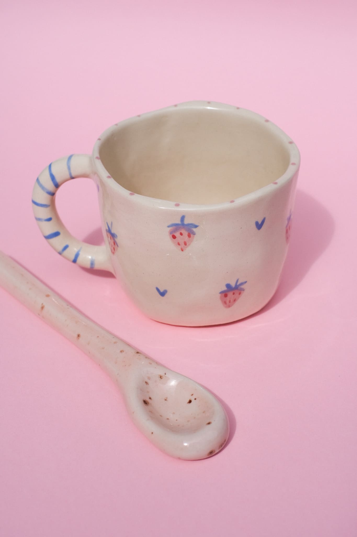 Cuillère en céramique - grès rose
