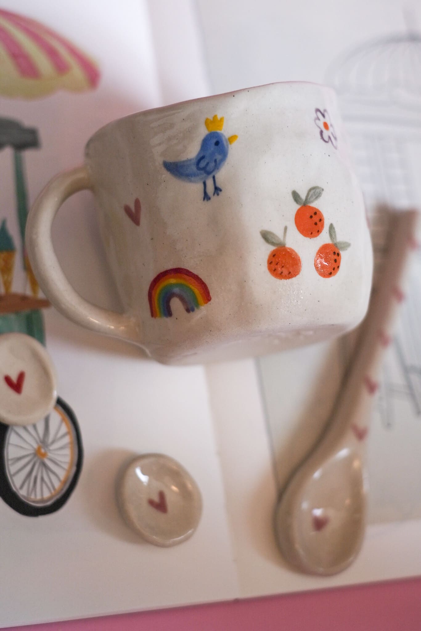Mug céramique dessin naïf mini motifs