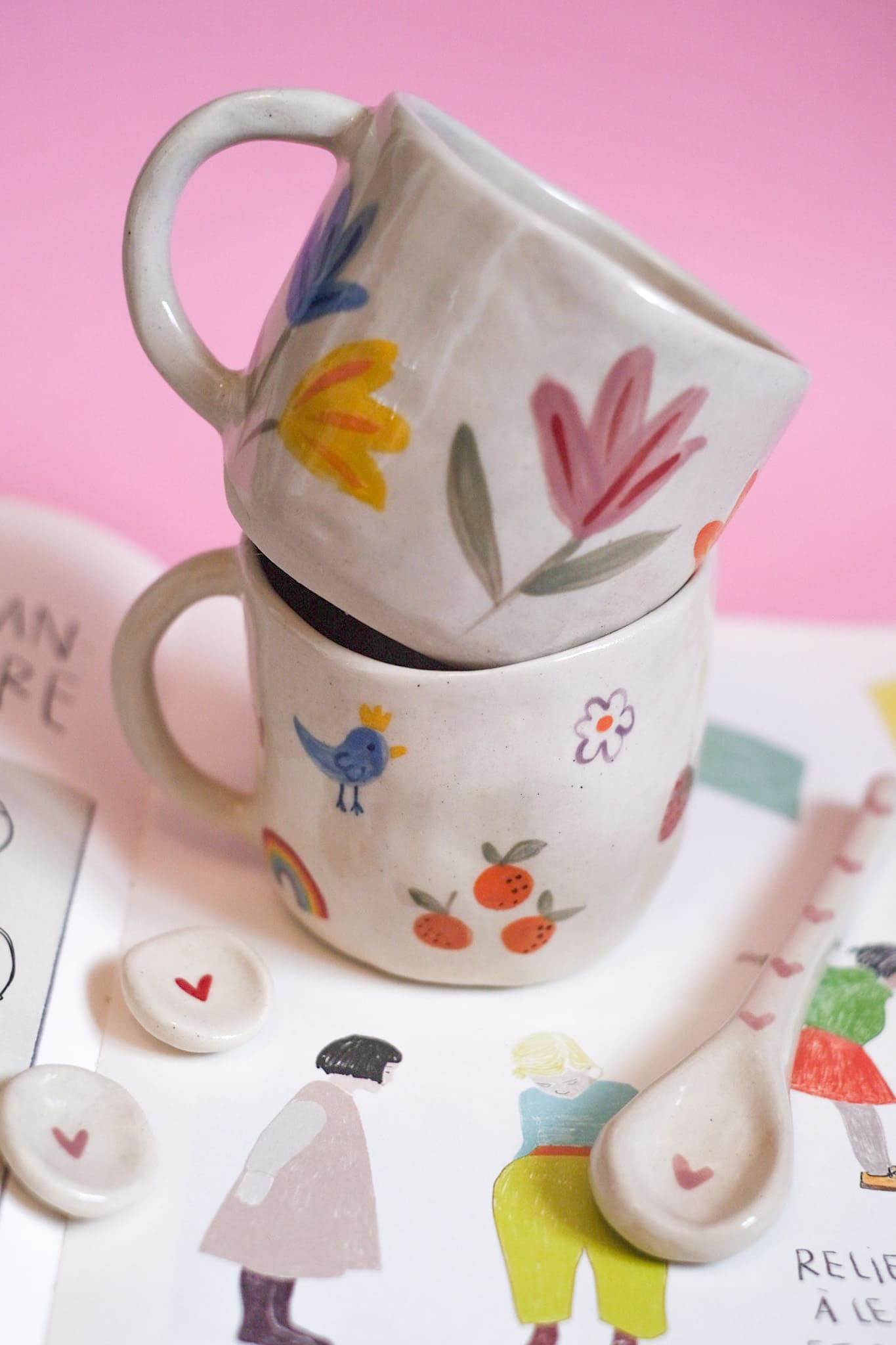 Mug céramique grandes fleurs multicolores