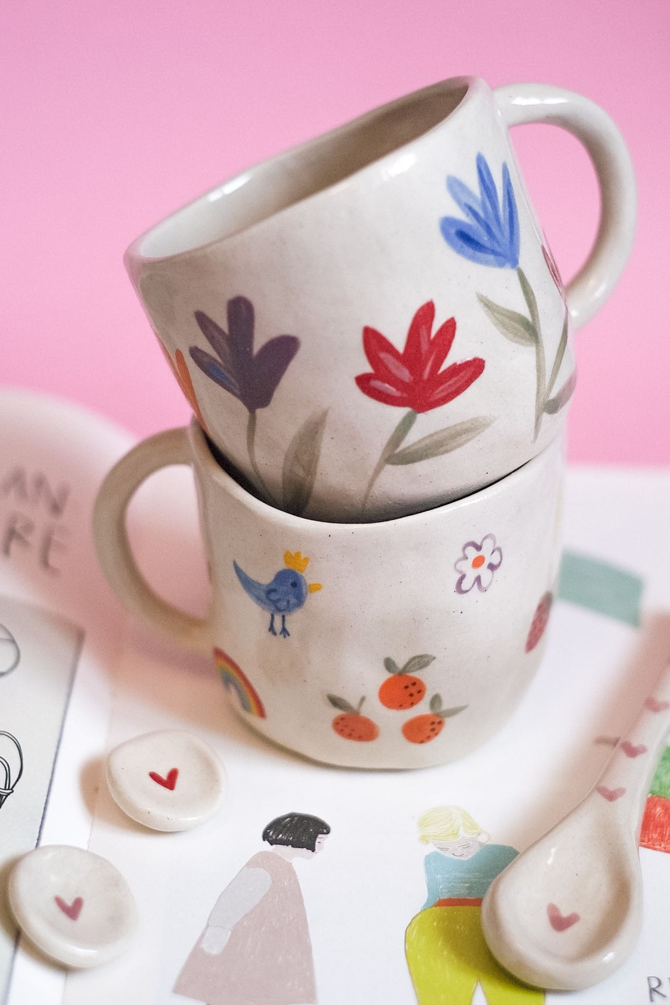 Mug céramique grandes fleurs multicolores