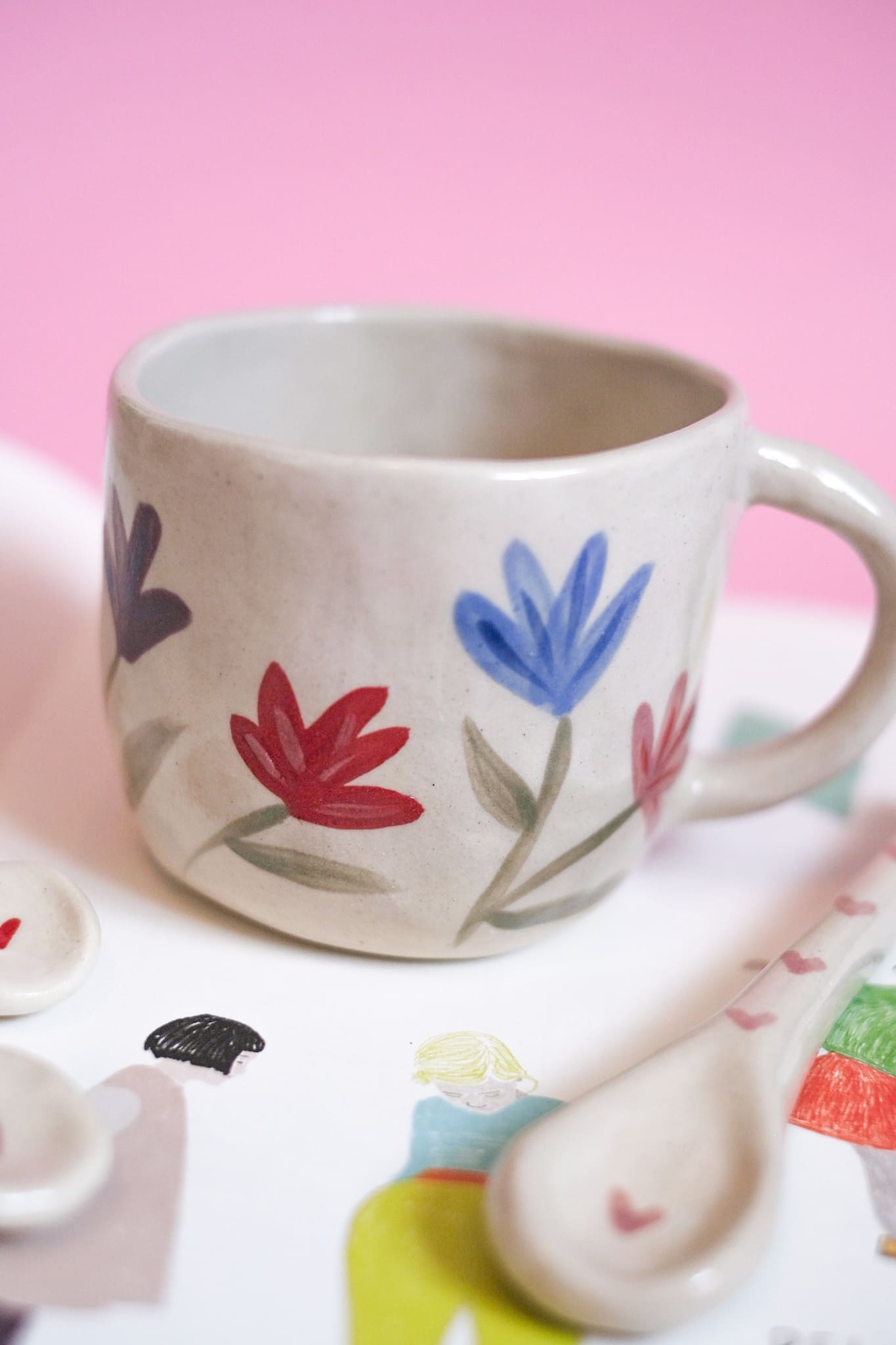 Mug céramique grandes fleurs multicolores