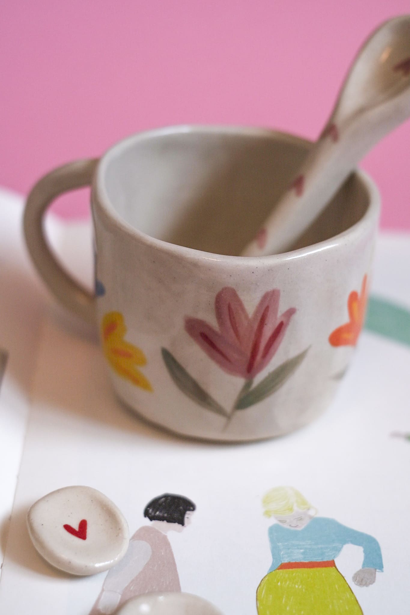 Mug céramique grandes fleurs multicolores