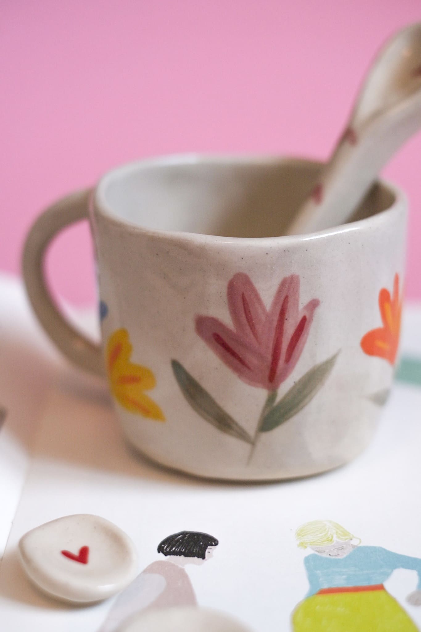 Mug céramique grandes fleurs multicolores