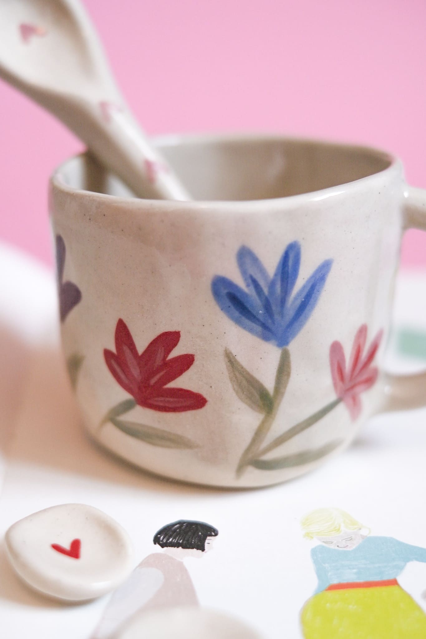 Mug céramique grandes fleurs multicolores