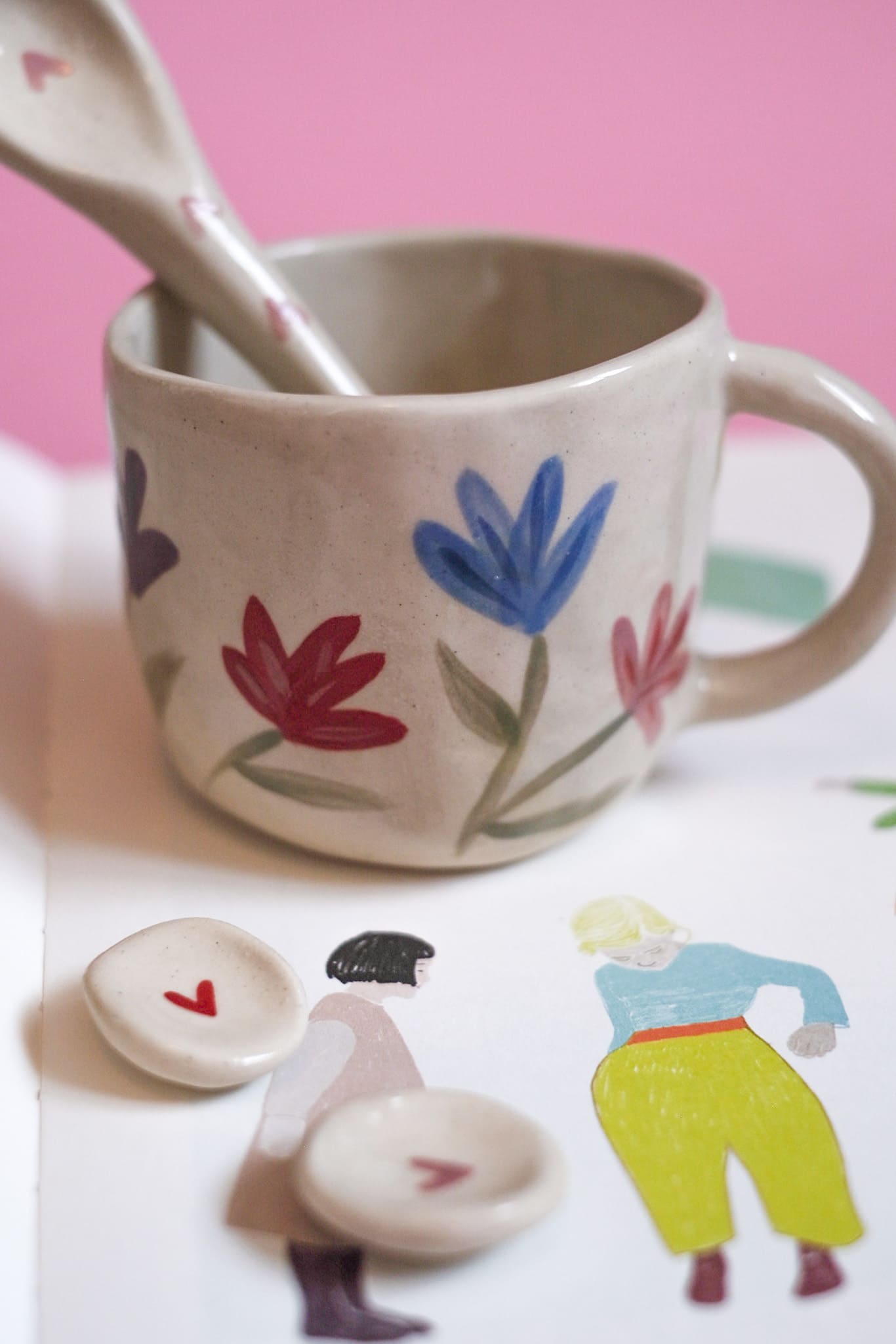Mug céramique grandes fleurs multicolores