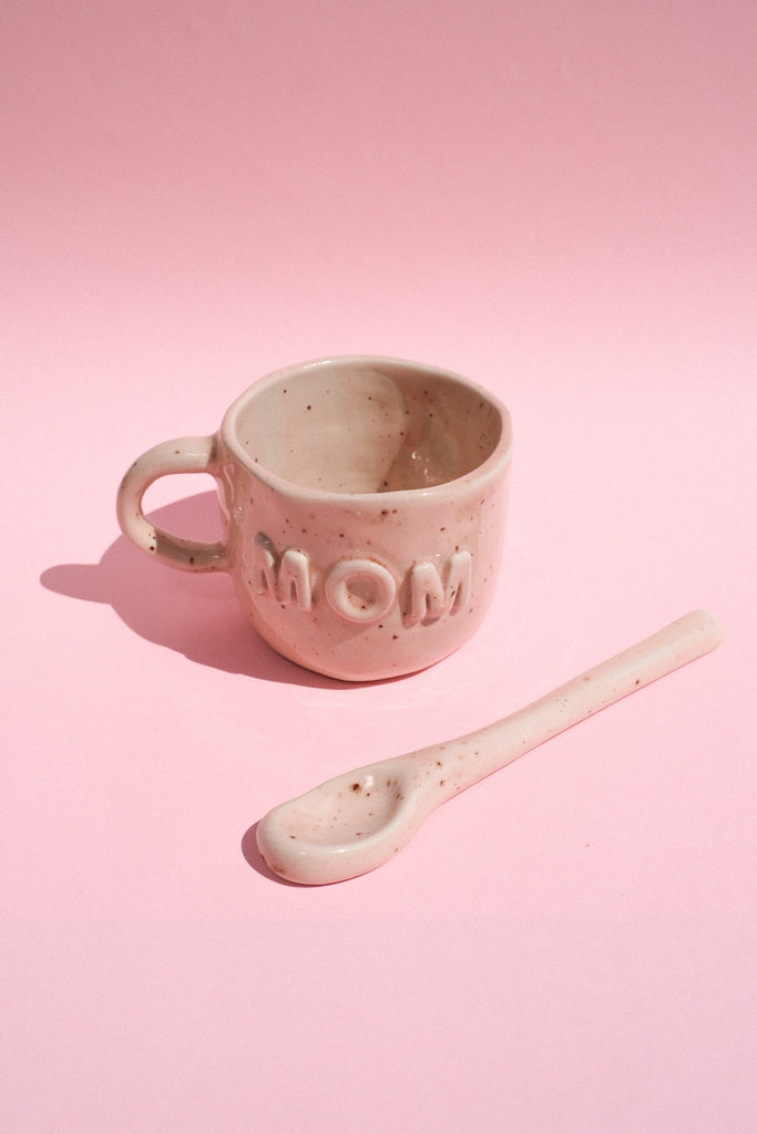 Cuillère en céramique - grès rose