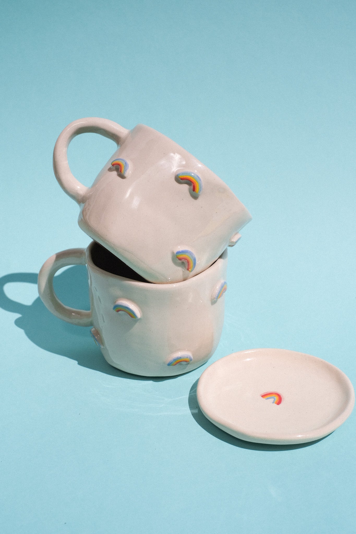 Mug Artisanal en Céramique, motifs Arc-en-Ciel