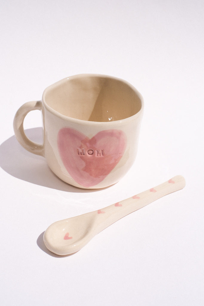 Cuillère en céramique - grès rose