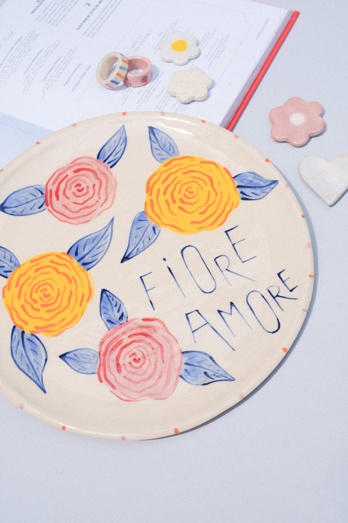 Assiette de service "Fiore Amore", fleurs colorées