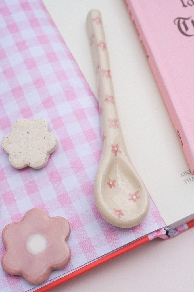 Cuillère en céramique motifs fleurs