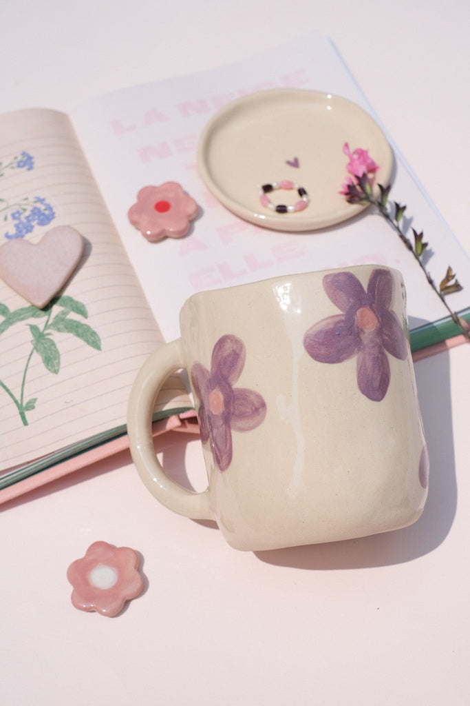 Mug XL grandes fleurs violettes