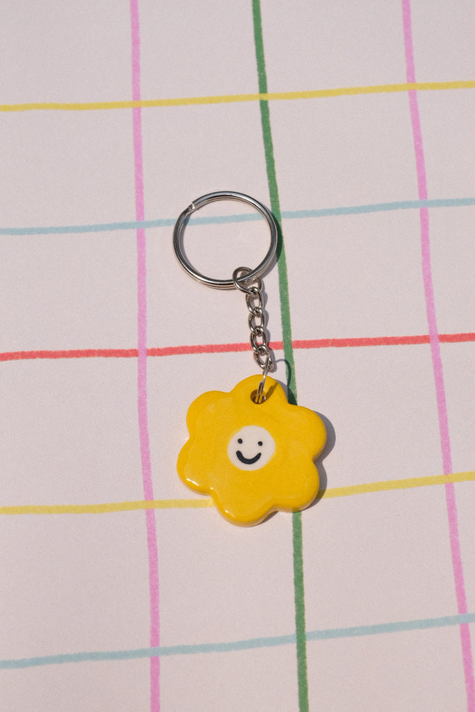 Porte-clés fleur en céramique – gri-gri coloré