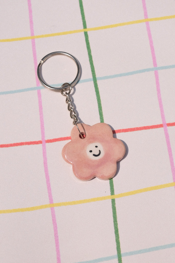 Porte-clés fleur en céramique – gri-gri coloré