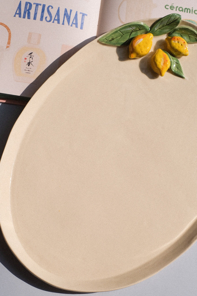 Plat en Grès - Citrons Jaunes Modelés 🍋
