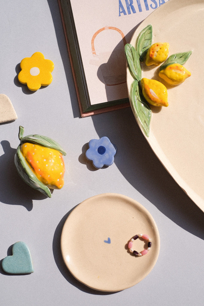 Plat en Grès - Citrons Jaunes Modelés 🍋