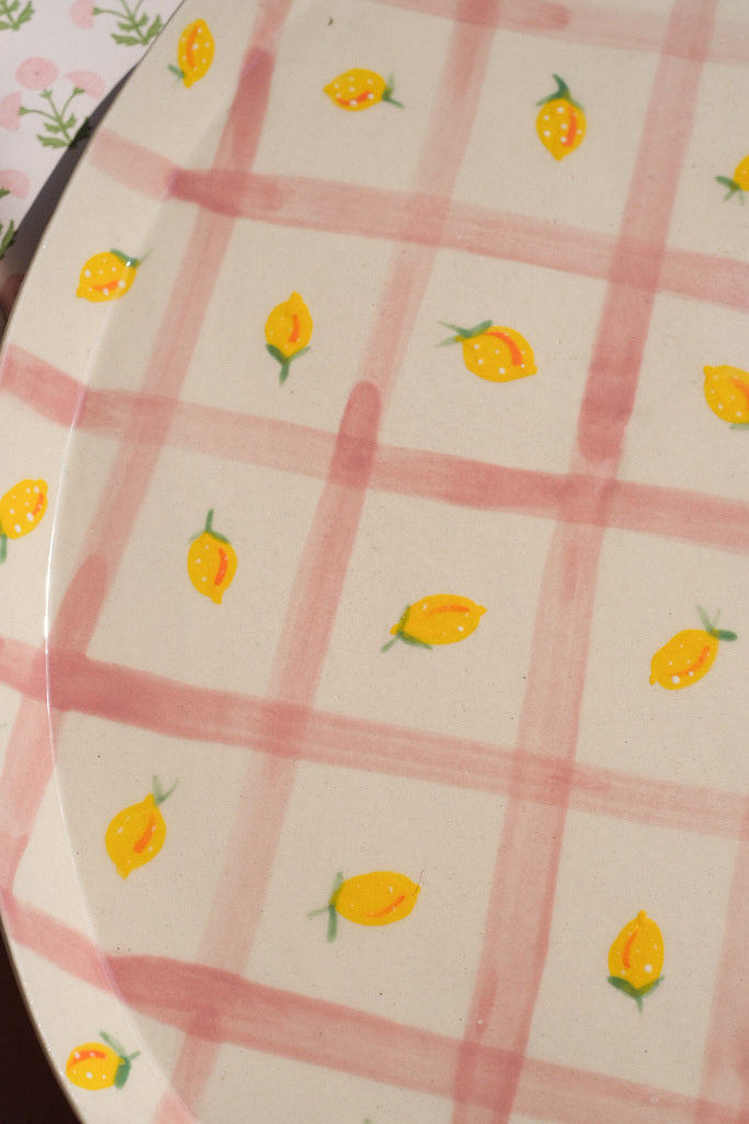 Plat de Service Citrons et Vichy Rose