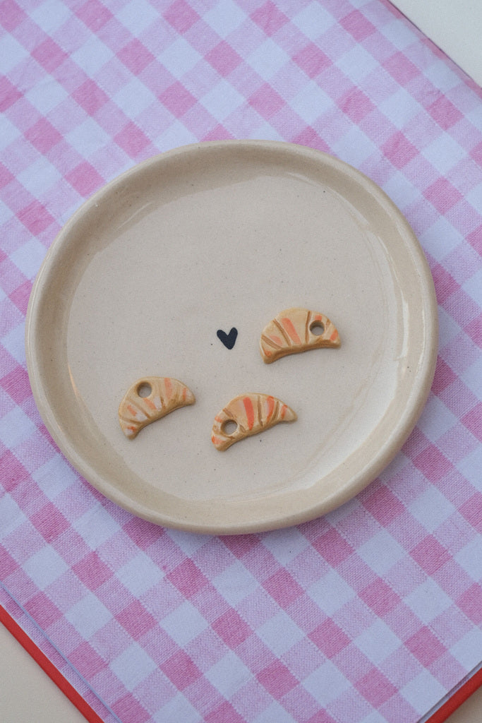 🥐 Collier personnalisé - médaille croissant en grès