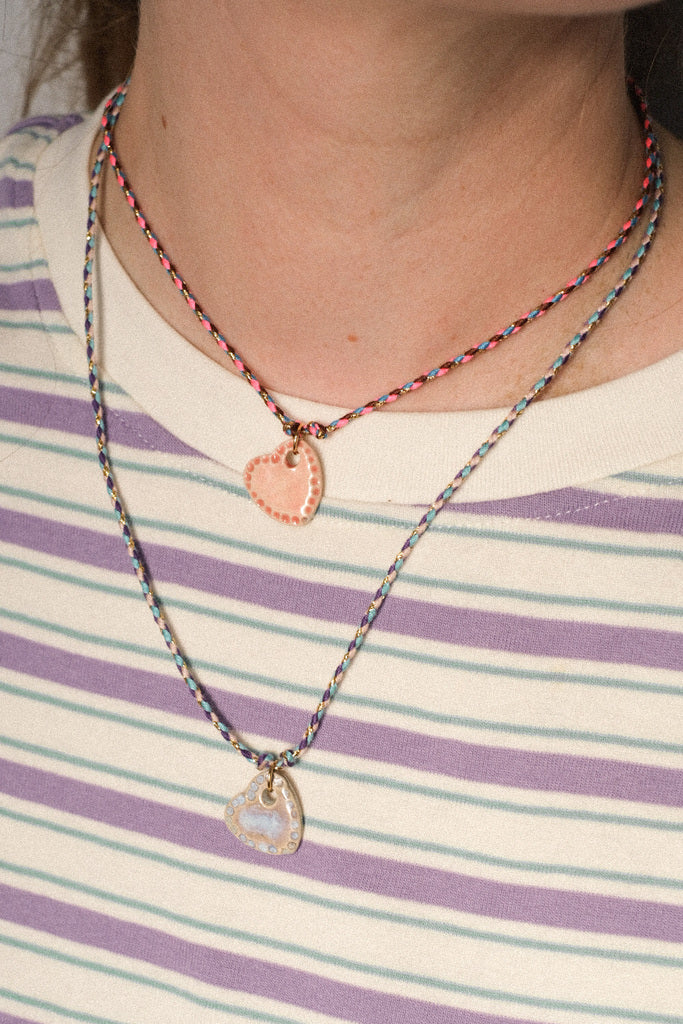 💕 Collier personnalisé - médaille cœur en grès